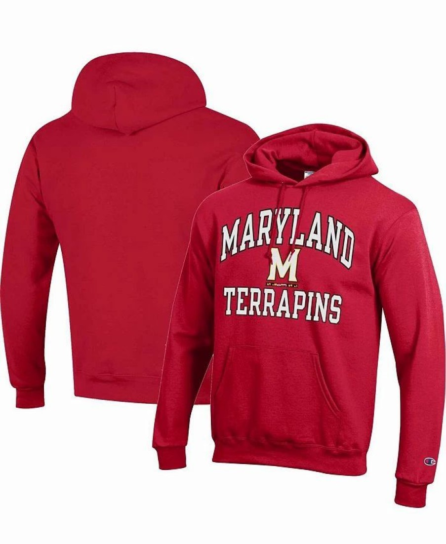 Sports Fan Shop * | Champion Men'S Maryland Terrapins High Motor Pullover Hoodie Red