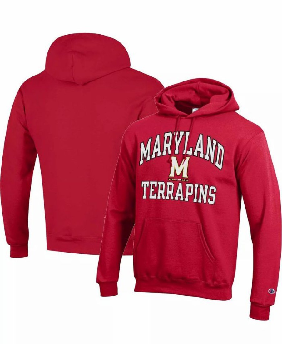 Sports Fan Shop * | Champion Men'S Maryland Terrapins High Motor Pullover Hoodie Red