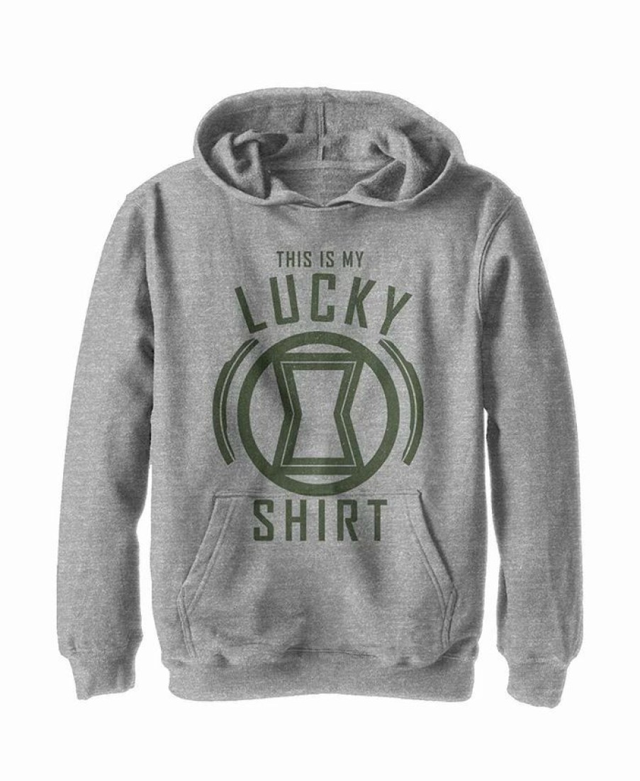 Kids * | Marvel Boy'S St. Patrick'S Day Black Widow My Lucky Shirt Child Pull Over Hoodie Athletic Heather