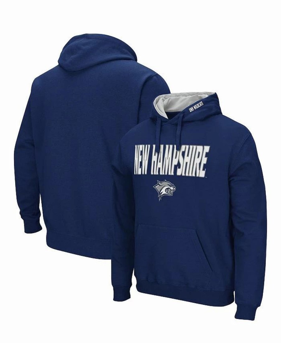 Sports Fan Shop * | Men'S New Hampshire Wildcats Arch And Logo Pullover Hoodie Navy