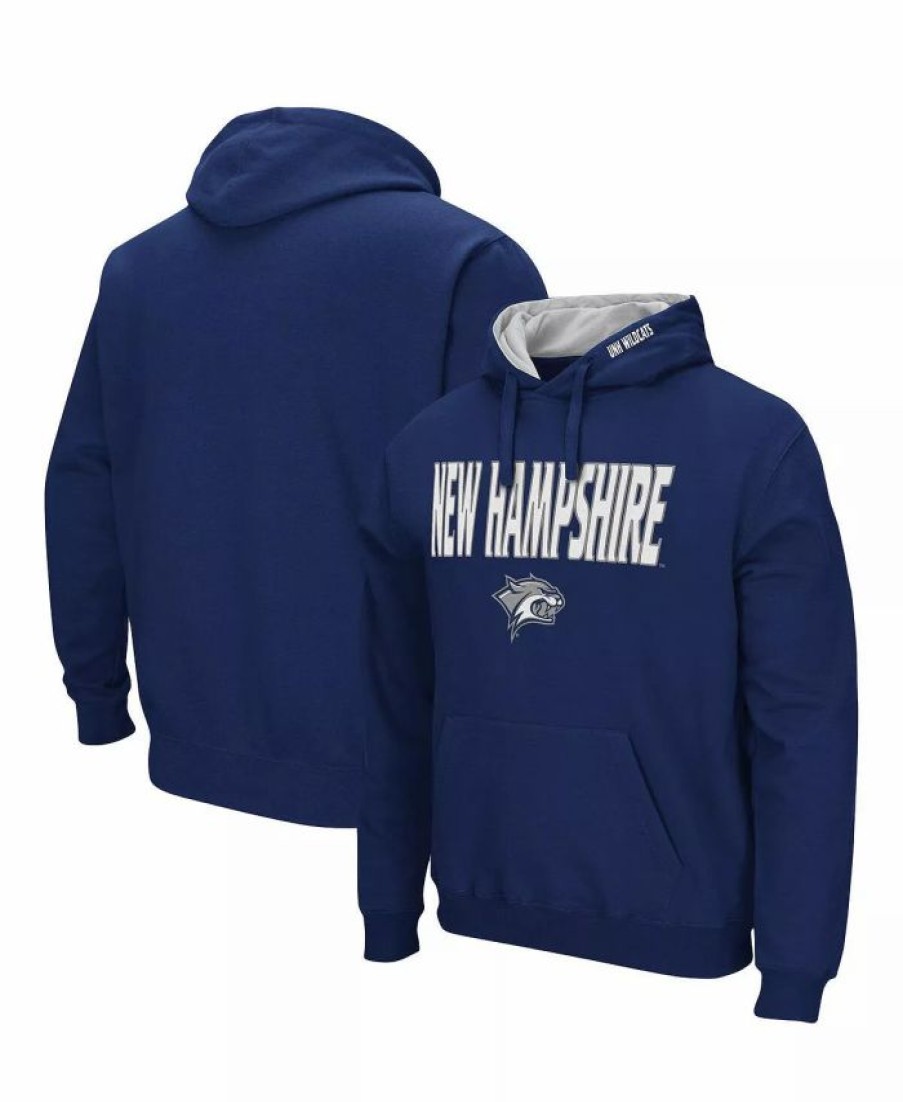 Sports Fan Shop * | Men'S New Hampshire Wildcats Arch And Logo Pullover Hoodie Navy