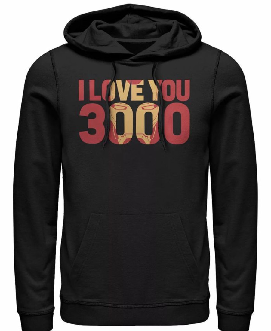 Hoodies & Sweatshirts * | Marvel Men'S Avengers Endgame I Love You 3000 Iron Man, Pullover Hoodie Black