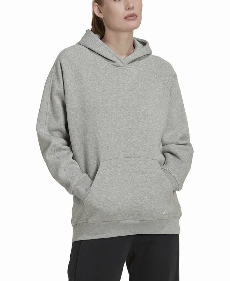 Women * | Adidas Women'S All Season Fleece Boyfriend Hoodie Medium Gray Heather