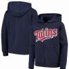 Sports Fan Shop * | Outerstuff Boys Youth Minnesota Twins Team Color Wordmark Full-Zip Hoodie Navy