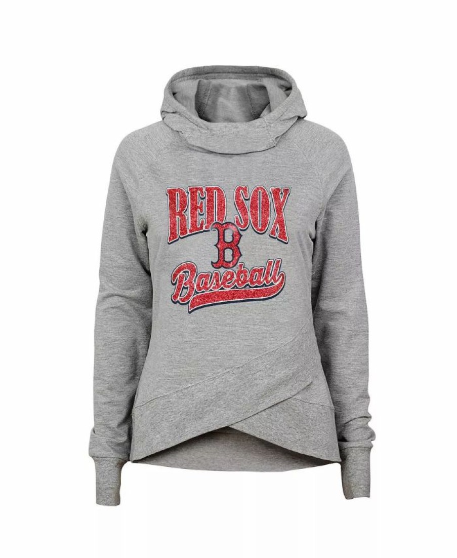 Sports Fan Shop * | Outerstuff Girls Youth Heather Gray Boston Red Sox America'S Team Raglan Pullover Hoodie Heathered Gray