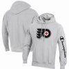 Sports Fan Shop * | Champion Men'S Philadelphia Flyers Reverse Weave Pullover Hoodie Heathered Gray