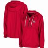 Sports Fan Shop * | Women'S Ohio State Buckeyes Doodling Packable Anorak Half-Zip Raglan Hoodie Scarlet