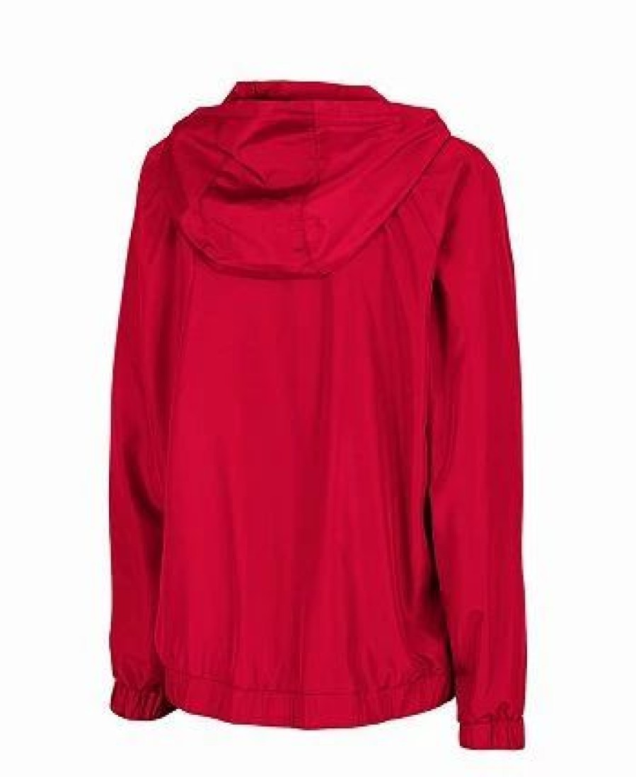 Sports Fan Shop * | Women'S Ohio State Buckeyes Doodling Packable Anorak Half-Zip Raglan Hoodie Scarlet