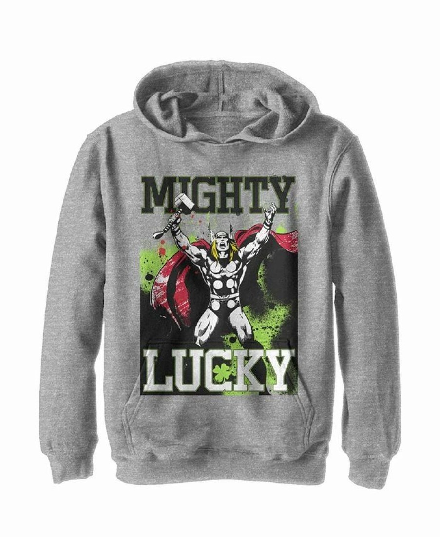 Kids * | Marvel Boy'S St. Patrick'S Day Mighty Lucky Thor Child Pull Over Hoodie Athletic Heather