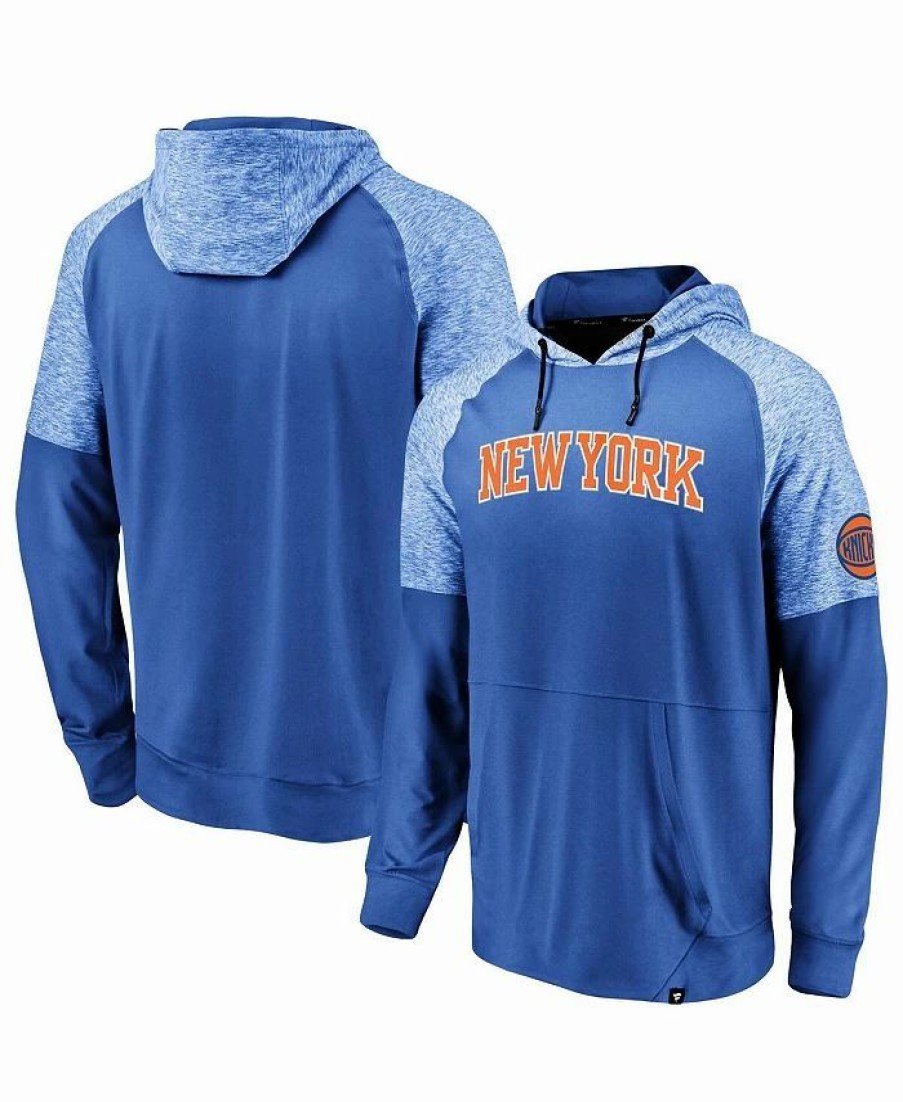 Sports Fan Shop * | Fanatics Men'S Branded New York Knicks Made To Move Space Dye Raglan Pullover Hoodie Blue