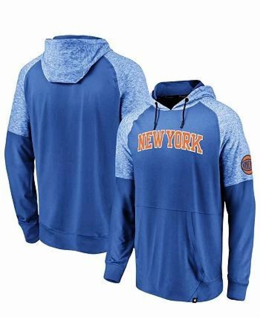 Sports Fan Shop * | Fanatics Men'S Branded New York Knicks Made To Move Space Dye Raglan Pullover Hoodie Blue