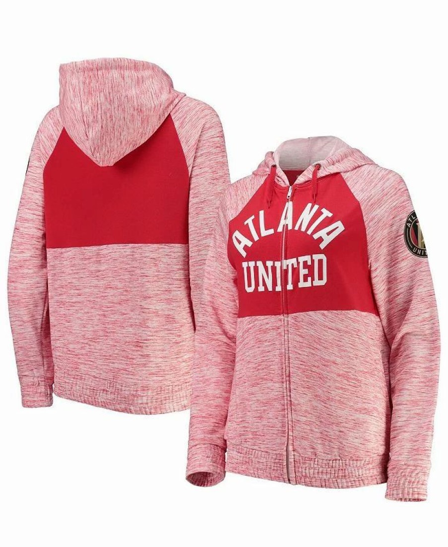 Sports Fan Shop * | Women'S By New Era Atlanta United Fc Novelty Space Dye Full-Zip Hoodie Red