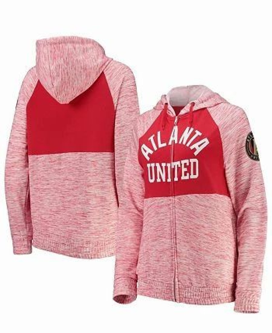 Sports Fan Shop * | Women'S By New Era Atlanta United Fc Novelty Space Dye Full-Zip Hoodie Red