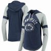 Sports Fan Shop * | Women'S Navy And Gray Penn State Nittany Lions Yard Line Raglan Hoodie Long Sleeve T-Shirt Navy, Gray