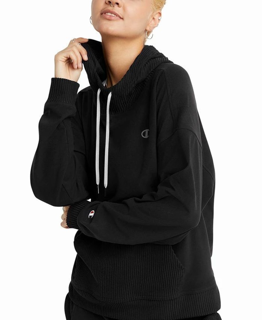 Women * | Champion Women'S Soft Touch Ribbed Mix Hoodie