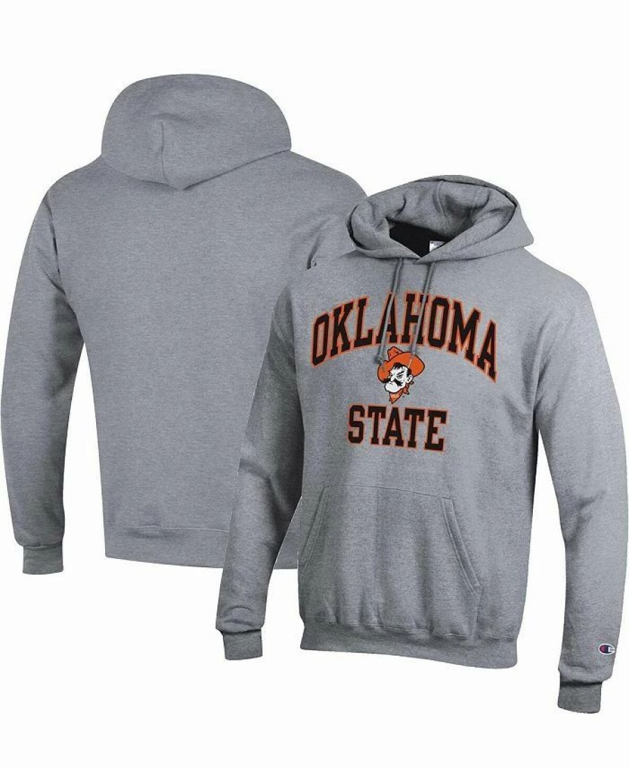 Sports Fan Shop * | Champion Men'S Oklahoma State Cowboys High Motor Pullover Hoodie Heather Gray