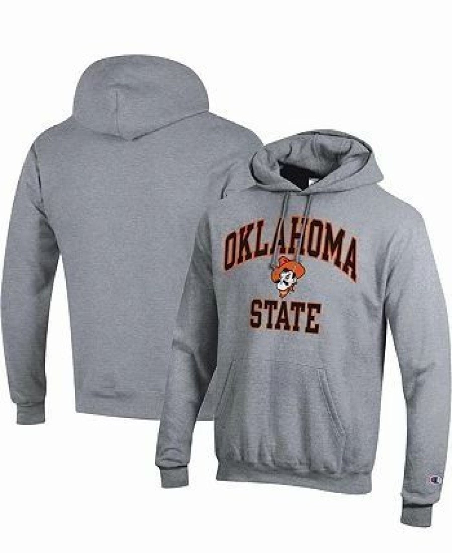 Sports Fan Shop * | Champion Men'S Oklahoma State Cowboys High Motor Pullover Hoodie Heather Gray