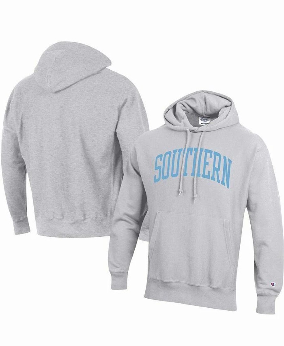 Sports Fan Shop * | Champion Men'S Southern University Jaguars Tall Arch Pullover Hoodie Gray