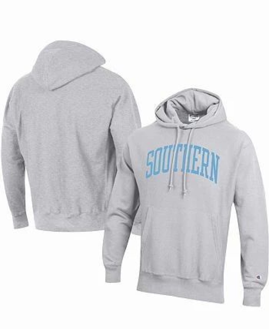 Sports Fan Shop * | Champion Men'S Southern University Jaguars Tall Arch Pullover Hoodie Gray