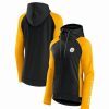 Sports Fan Shop * | Fanatics Women'S Branded Pittsburgh Steelers End Around Raglan Full-Zip Hoodie Black, Gold