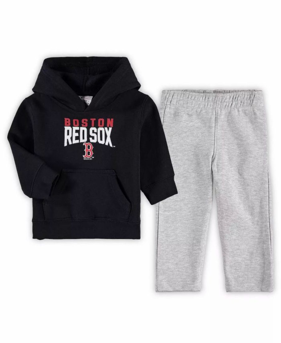 Sports Fan Shop * | Outerstuff Infant Boys And Girls Navy, Heather Gray Boston Red Sox Fan Flare Fleece Hoodie And Pants Set Navy, Heathered Gray