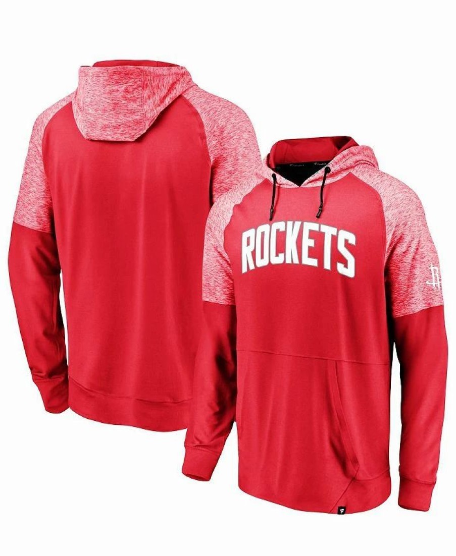 Sports Fan Shop * | Fanatics Men'S Branded Houston Rockets Made To Move Space Dye Raglan Pullover Hoodie Red