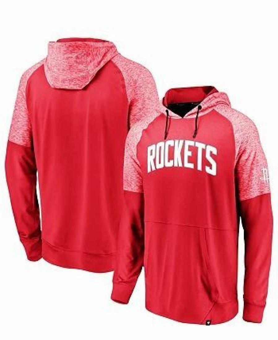 Sports Fan Shop * | Fanatics Men'S Branded Houston Rockets Made To Move Space Dye Raglan Pullover Hoodie Red