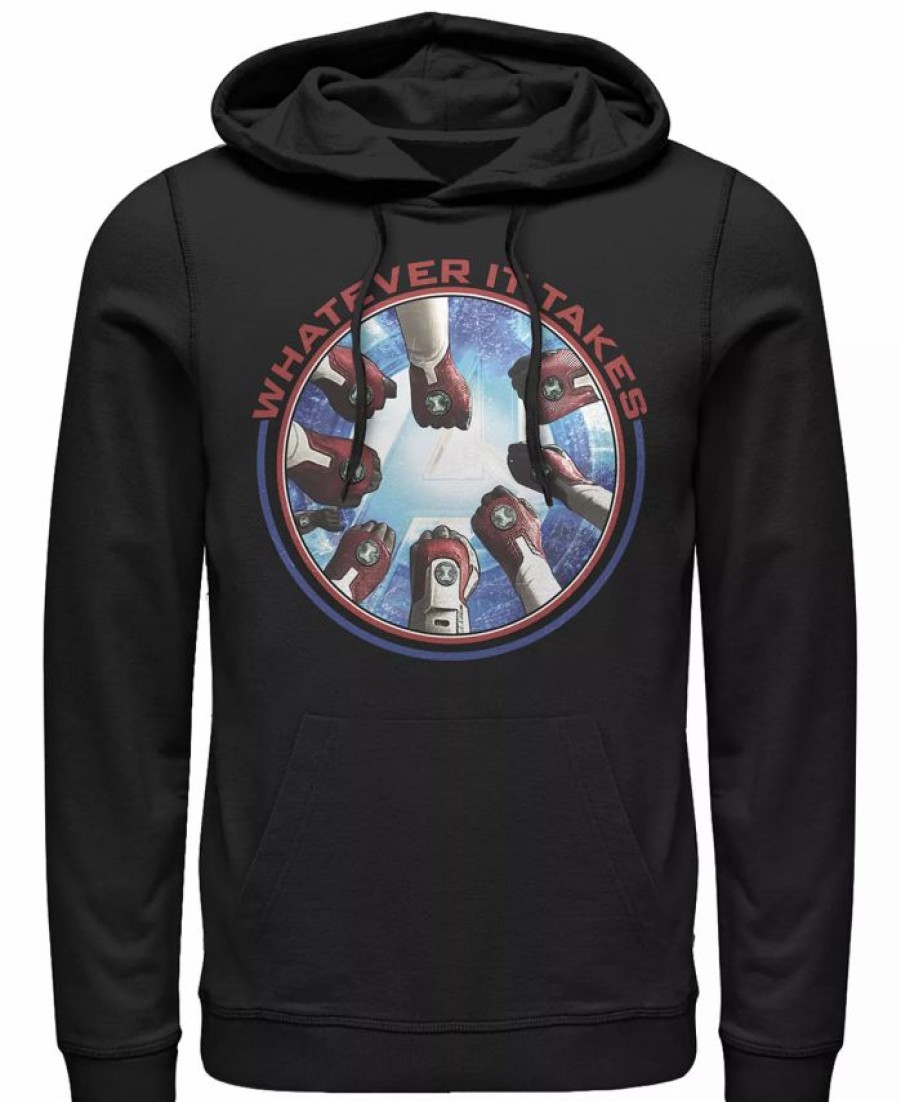 Hoodies & Sweatshirts * | Marvel Men'S Avengers Endgame Whatever It Takes Fist Bump, Pullover Hoodie Black