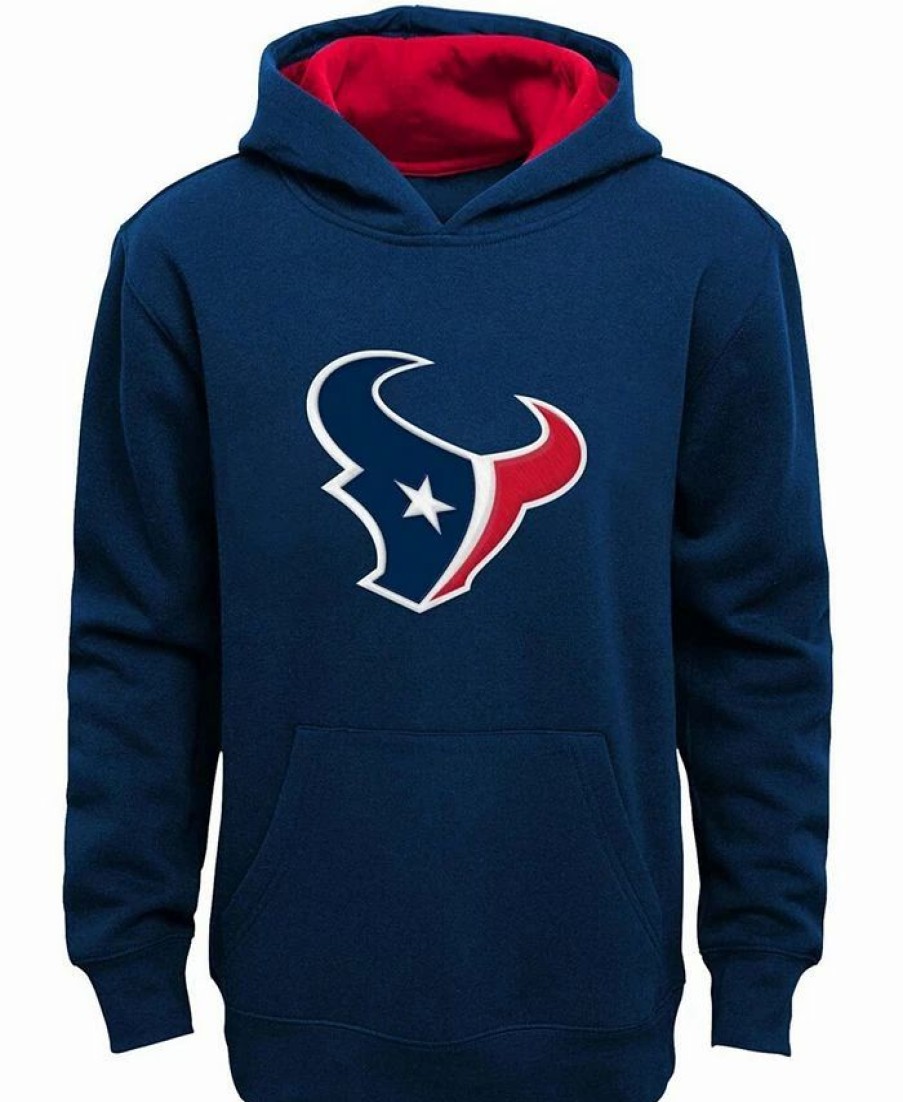 Sports Fan Shop * | Outerstuff Youth Boys Houston Texans Fan Gear Prime Pullover Hoodie Navy