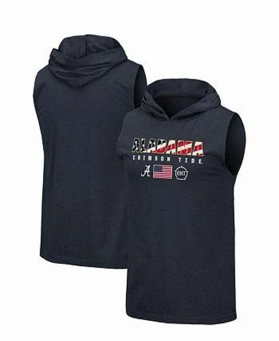 Sports Fan Shop * | Men'S Alabama Crimson Tide Oht Military-Inspired Appreciation Americana Hoodie Sleeveless T-Shirt Navy