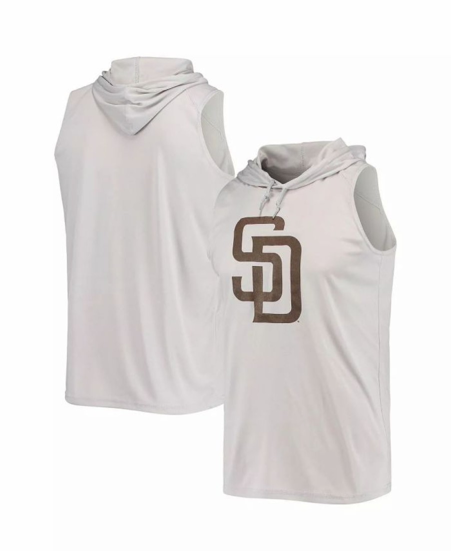 Sports Fan Shop * | Men'S San Diego Padres Sleeveless Pullover Hoodie Gray