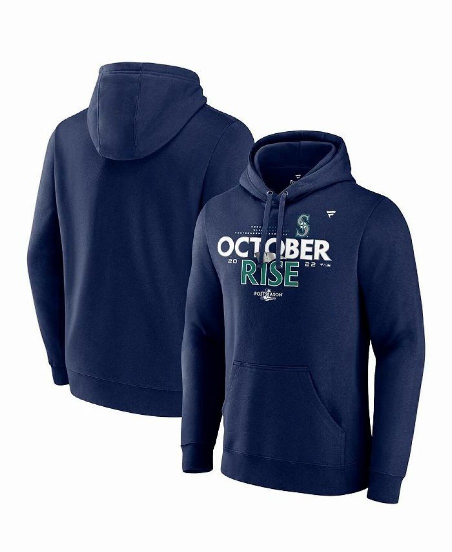 Sports Fan Shop * | Fanatics Men'S Branded Seattle Mariners 2022 Postseason Locker Room Pullover Hoodie Navy