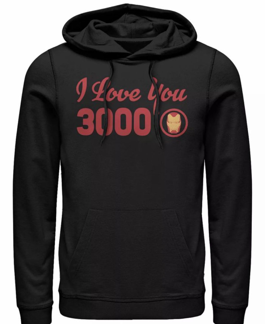 Hoodies & Sweatshirts * | Marvel Men'S Avengers Endgame Iron Man I Love You 3000 Text, Pullover Hoodie Black