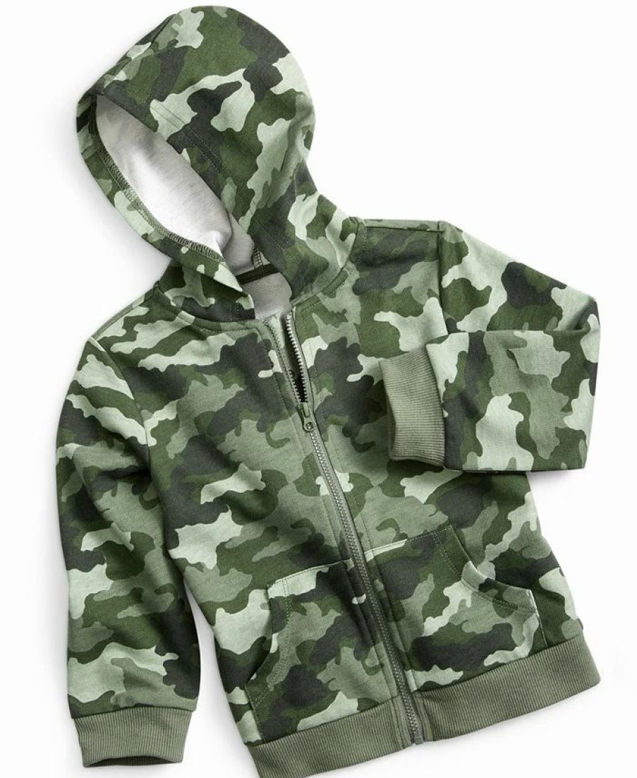 Kids * | Baby Boys Camouflage Zip Up Hoodie, Created For Macy'S Hillside Green