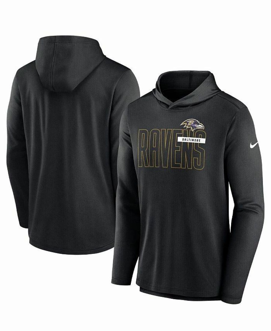 Sports Fan Shop * | Nike Men'S Baltimore Ravens Performance Team Pullover Hoodie Black