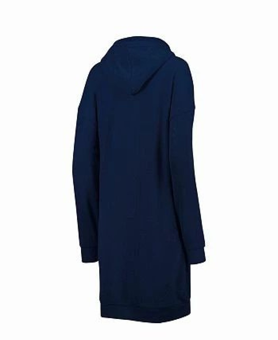 Sports Fan Shop * | Women'S Michigan Wolverines Quick Pass Lace-Up V-Neck Hoodie Dress Navy