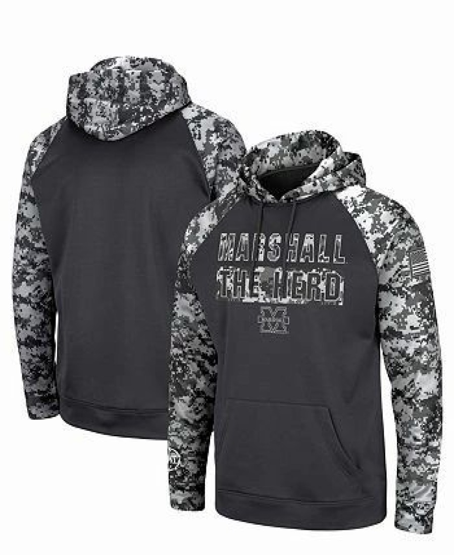 Sports Fan Shop * | Men'S Marshall Thundering Herd Oht Military-Inspired Appreciation Digital Camo Pullover Hoodie Charcoal