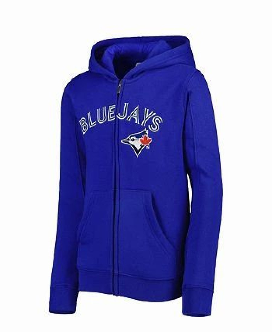 Sports Fan Shop * | Outerstuff Youth Boys Toronto Blue Jays Wordmark Full-Zip Fleece Hoodie Royal