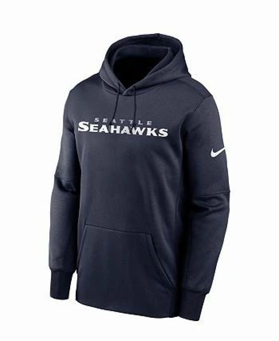 Sports Fan Shop * | Nike Men'S College Seattle Seahawks Fan Gear Wordmark Performance Pullover Hoodie Navy