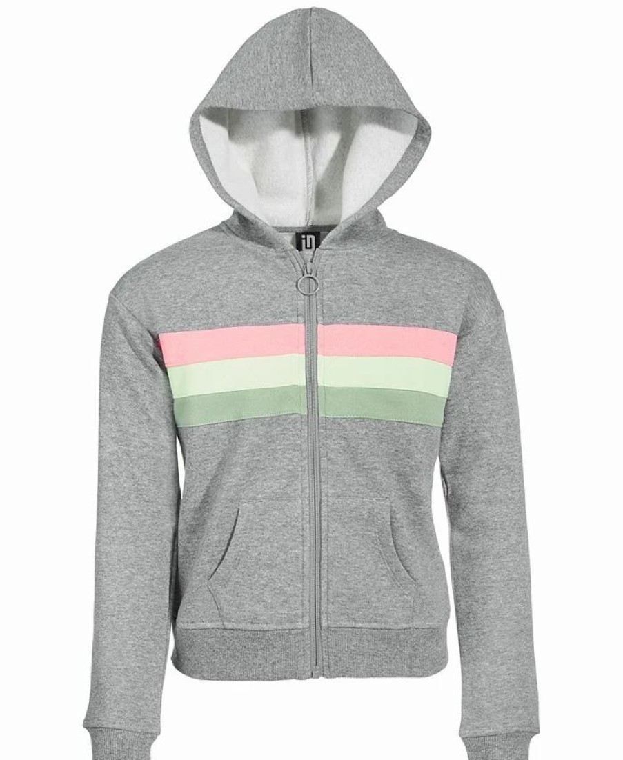 Kids * | Toddler & Little Girls Colorblocked Stripe Hoodie, Created For Macy'S Stormy Hthr