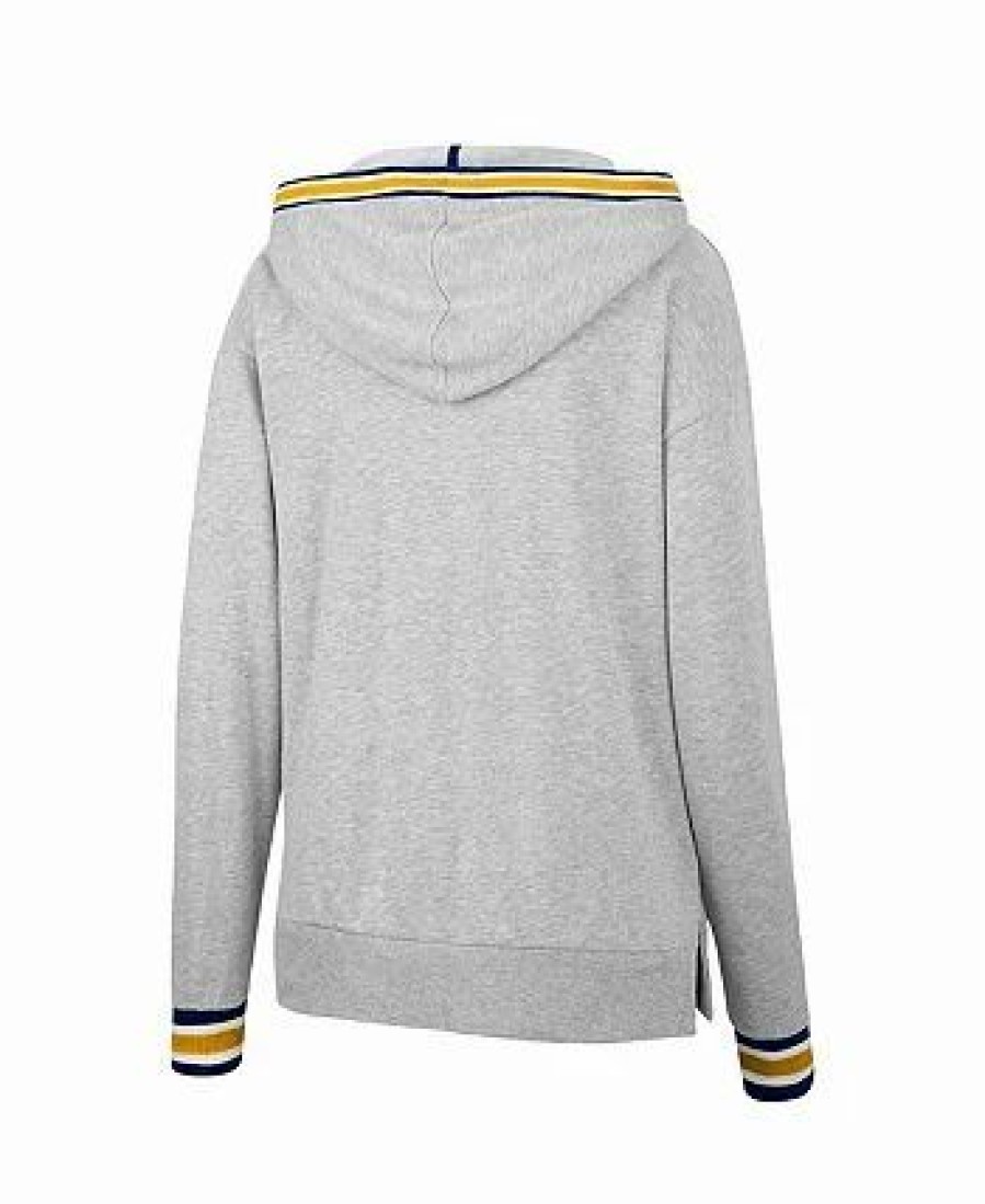 Sports Fan Shop * | Women'S West Virginia Mountaineers Andy V-Neck Pullover Hoodie Heathered Gray