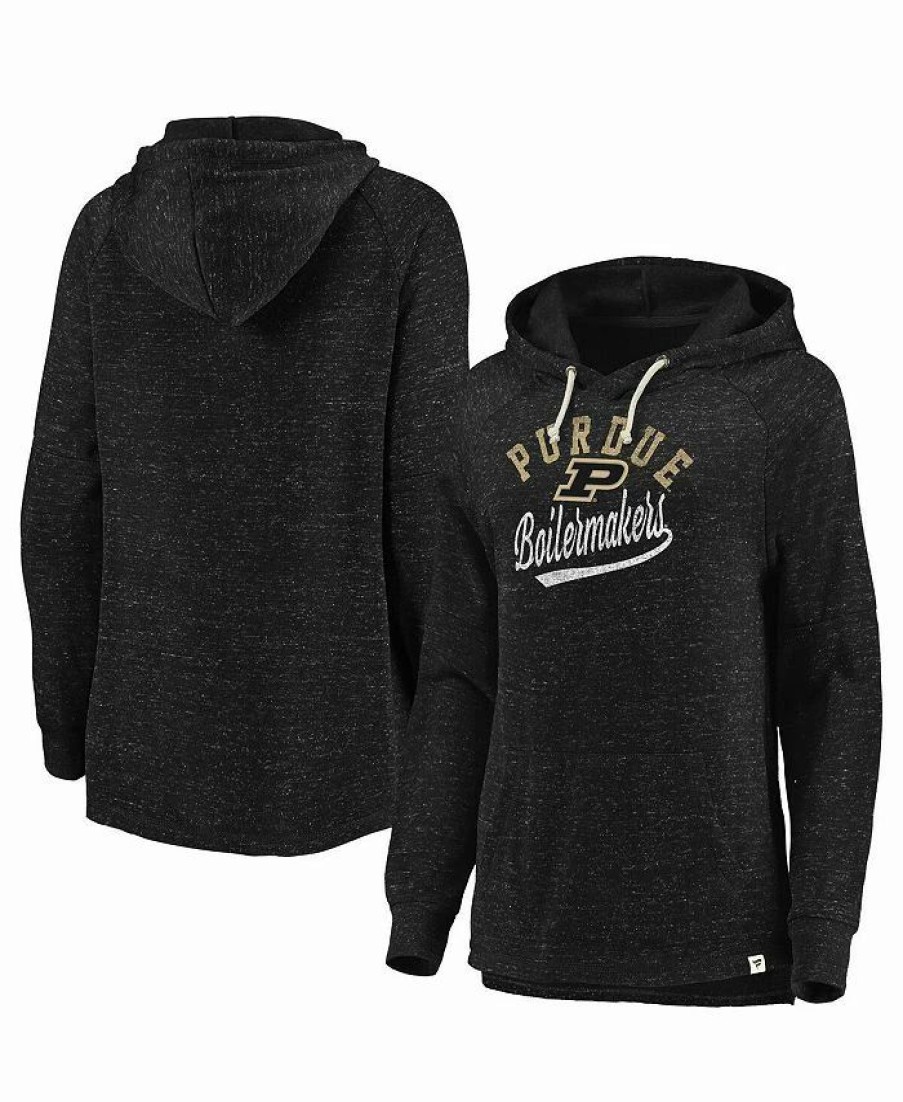 Sports Fan Shop * | Fanatics Women'S Branded Purdue Boilermakers Crossneck Faded Script Raglan Pullover Hoodie Black