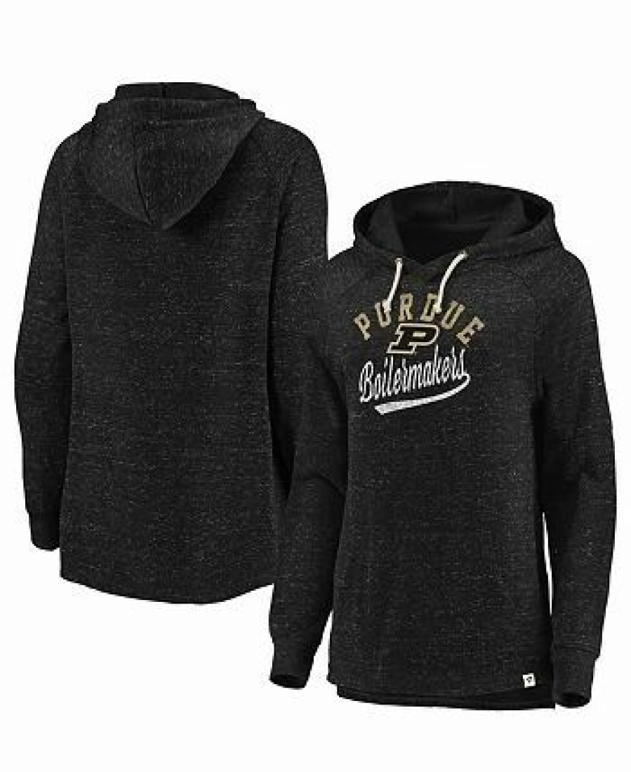 Sports Fan Shop * | Fanatics Women'S Branded Purdue Boilermakers Crossneck Faded Script Raglan Pullover Hoodie Black