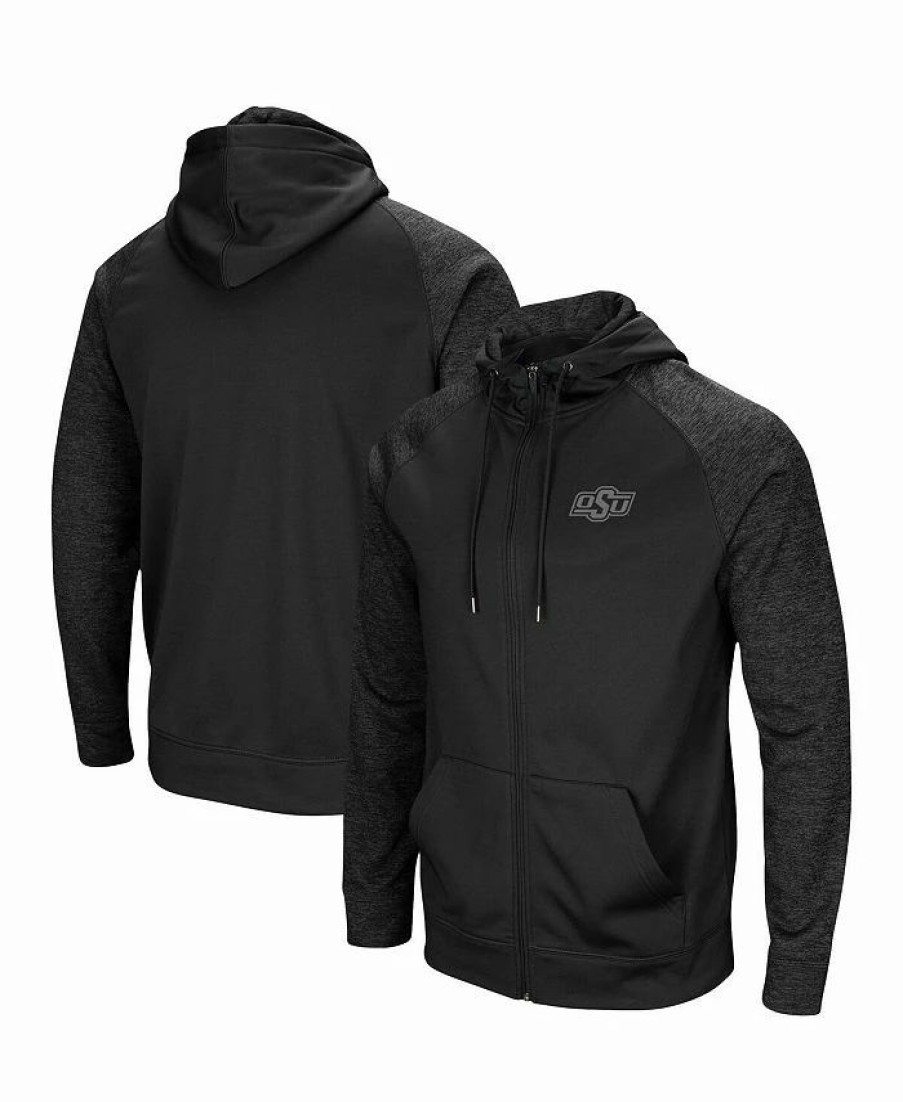 Sports Fan Shop * | Men'S Oklahoma State Cowboys Out 3.0 Tonal Raglan Full-Zip Hoodie Black