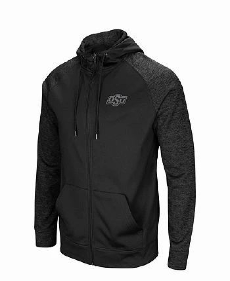 Sports Fan Shop * | Men'S Oklahoma State Cowboys Out 3.0 Tonal Raglan Full-Zip Hoodie Black