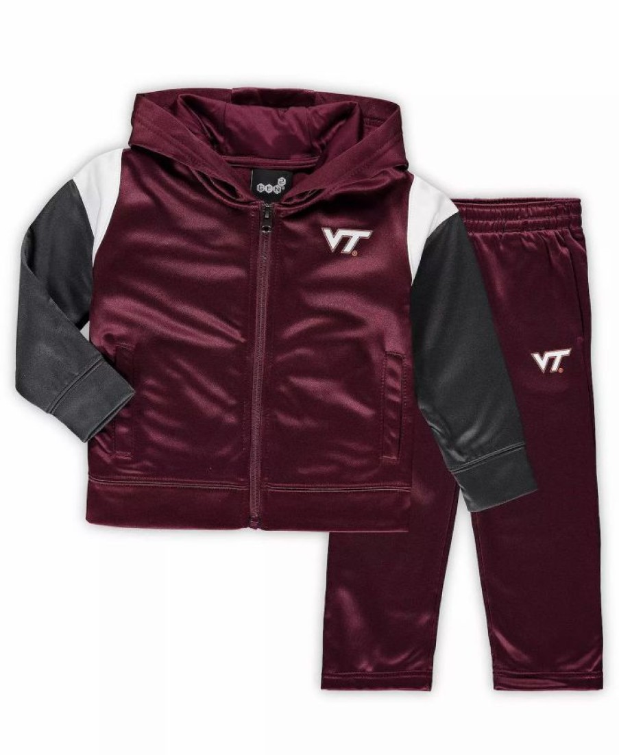 Sports Fan Shop * | Outerstuff Boys Toddler Virginia Tech Hokies Poly Fleece Full-Zip Hoodie And Pants Set Maroon