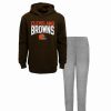 Sports Fan Shop * | Outerstuff Youth Boys Brown, Heathered Gray Cleveland Browns Fan Flare Pullover Hoodie And Pants Set Brown, Heather Gray