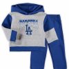 Sports Fan Shop * | Outerstuff Infant Boys And Girls Los Angeles Dodgers Sideline Fleece Pullover Hoodie And Pants Set Heathered Gray, Royal