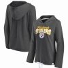 Sports Fan Shop * | Fanatics Women'S Branded Pittsburgh Steelers First Team Flowy Cropped Pullover Hoodie Heather Charcoal