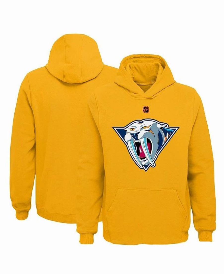 Sports Fan Shop * | Outerstuff Youth Boys Nashville Predators Special Edition 2.0 Primary Logo Fleece Pullover Hoodie Gold